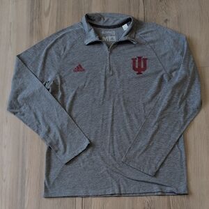 Adidas Heather Gray Quarter-Zip with Red Accents